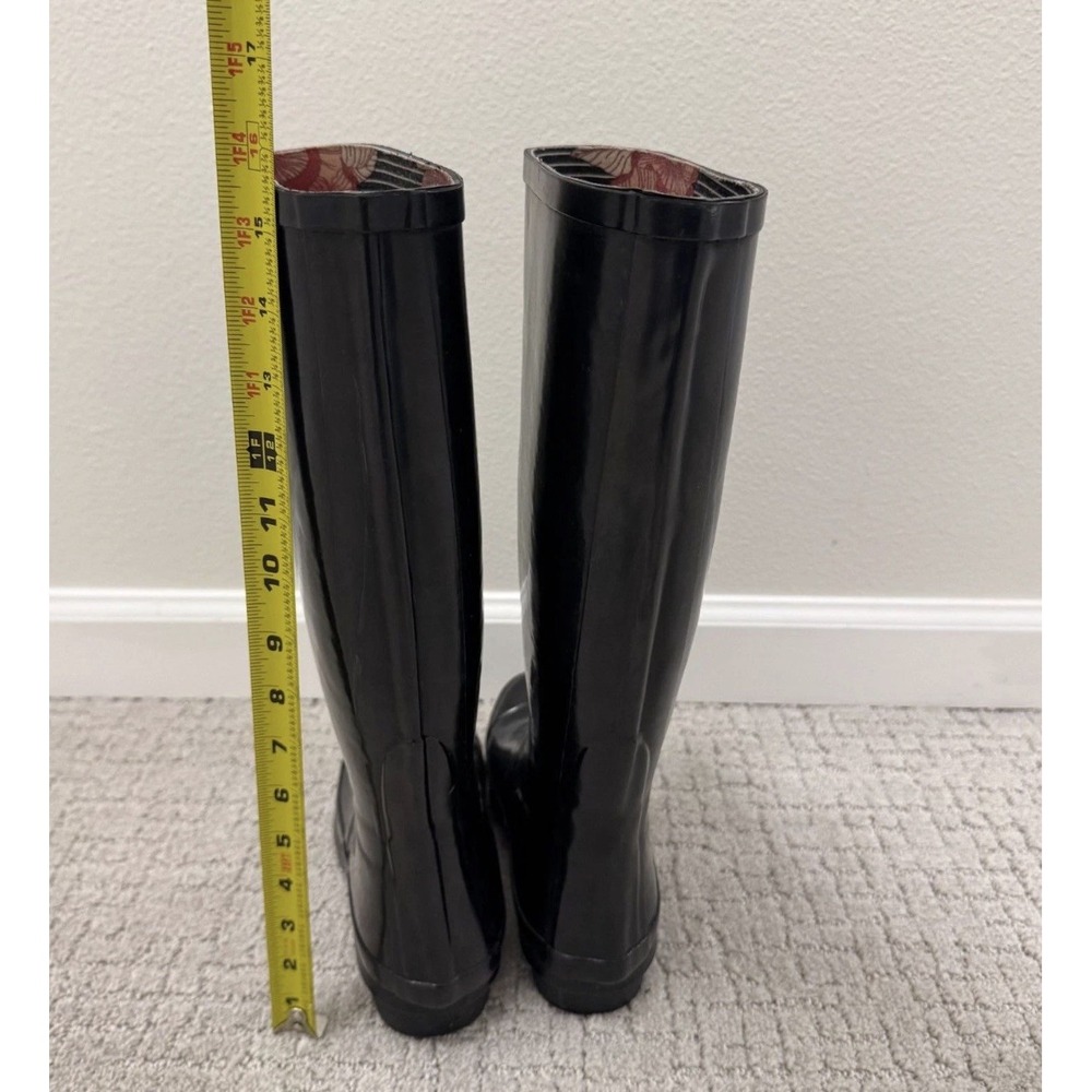 London Fog Size 7 Thames Women's Tall Black Waterproof Rubber Rain Boots fall - Picture 5 of 8